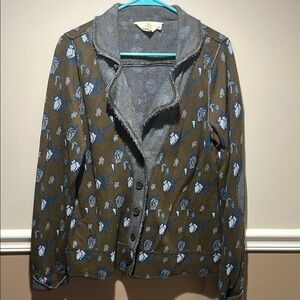 Floral Patterned sweater - Gray and Blue